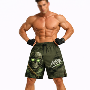 Pantalones Cortos Deportivos de Malla con Diseño Gráfico Personalizado para Hombre, con Estampado de Calavera y Logotipo MOE, de Secado Rápido, para Gimnasio y Fitness, al por Mayor, OEM - Product Image 4