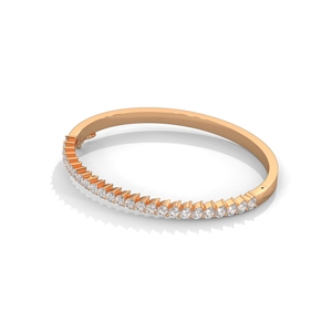 Rose Gold Plated Diamond <b>Bangle</b> <b>Bracelet</b> Oval and Round - Product Image 2