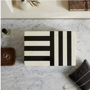Decorative Black and White Stripes Bone Inlay Box | Handmade Jewelry Storage Organizer Case for Modern Home Table Decor Gift Box - Product Image 4