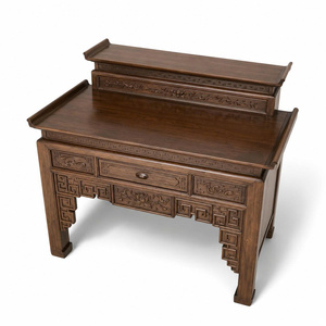 Mesa de Altar Antigua Grabada de Dos Niveles de Madera Singdora Tam Viet A09, Forma Rectangular, Reutilizable, Mueble Ancestral de Alta Calidad - Product Image 6