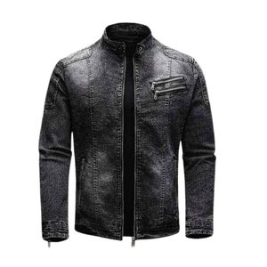 Washed Charcoal Men Black Denim Jacket Heavy Cotton Lined Button Front Winter Streetwear Turn Down Collar Jean <b>Coats</b> - Product Image 4