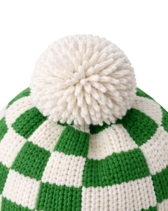 Gorro de Punto Personalizado a Cuadros Verde y Blanco, Gorro de Invierno Cálido con Pompón, Gorro de Punto Grueso Unisex, Gorro con Logo Personalizado, Proveedor OEM - Product Image 5