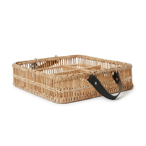 Elegant <b>Woven</b> Rattan Tray Wooden Serving Base for Tea Coffee Snacks Eco Conscious Kitchen Dining Room Ware - Product Image 2