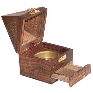 TIMELESS CRAFT Wooden Bakhoor <b>Burner</b> Incense Box Handcrafted Pyramid Incense Holder Brass Latch Indoor/Outdoor Use Customizable - Product Image 3