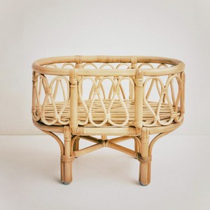Cuna de madera para muñecas, mini cuna de juguete, moisés de ratán, juguetes de simulación para niños - Product Image 6