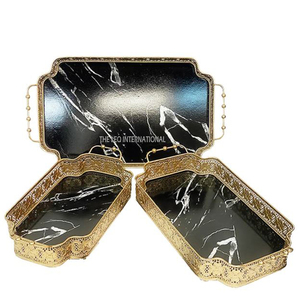 Plateaux de service en acier inoxydable personnalisés pour fêtes, vente en gros d'usine, pour tasses à café et thé de l'après-midi, style créatif - Product Image 4