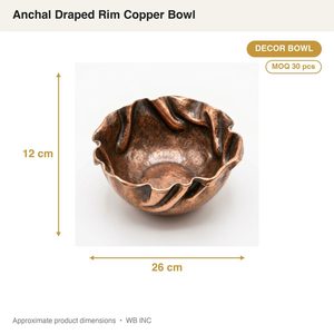 Cuenco Decorativo de Cobre Antiguo Hecho a Mano con Borde Ondulado de 26cm, Centro de Mesa Vintage para Bodas, Hoteles, Regalo, Venta al por Mayor, India - Product Image 4