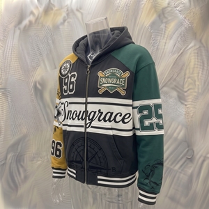 Sweat-shirt à capuche zippé Snowgrace, manches raglan, poche imprimée sur le devant, vêtements décontractés pour homme, automne - Product Image 2