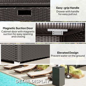 Portasciugamani da Esterno in Ferro Marrone Scuro con Armadietto a Cassetto, Installazione Autoportante per Piscina, Casa, Hotel, Camera da Letto, con Funzione Riscaldante - Product Image 6