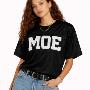 Maillot de football américain en maille noire personnalisé de qualité supérieure, unisexe, streetwear, haut respirant en polyester, t-shirt vintage rétro unisexe - Product Image 2