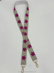 Custom Beaded Cotton Vintage College Gameday <b>Strap</b> Handmade Sorority Shoulder Bag Hanger <b>Adjustable</b> Embroidery Stylish Women - Product Image 3