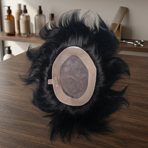 Toupee de Cabello Remy Indio Liso, 130% de Densidad, Base de Encaje Mono, Parte Central, Nudos Invisibles, Textura de 8mm - Product Image 4