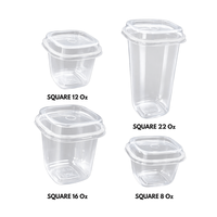 Vaso Cuadrado de 22 Oz de Plástico PP Polipropileno para Mocktail Estético, Hecho en Indonesia