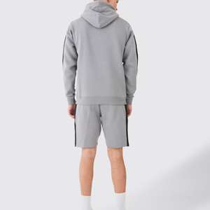 ชุดเซ็ตเสื้อฮู้ดซิปและกางเกงขาสั้นสไตล์วินเทจปักลายซีดจาง คุณภาพสูง แฟชั่นล่าสุด สำหรับผู้ชาย ฤดูร้อน - Product Image 5