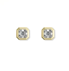 Fine Gold Lab Grown Asscher Cut Filled Diamond <b>Earrings</b> F Color Vintage Style Women Wedding Jewelry IGI Certified - Product Image 1