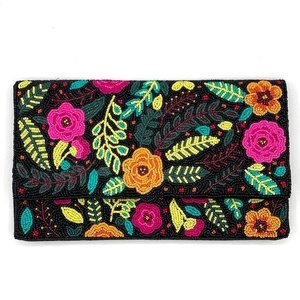 Nouveau sac messager floral perlé pour femmes et jeunes filles, sac à bandoulière brodé de fleurs, sac à main de soirée de style créateur - Product Image 2
