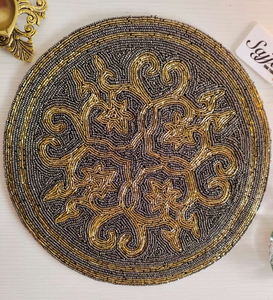 <b>Beaded</b> <b>Placemats</b> Set Luxury Hand <b>Beaded</b> <b>Placemat</b> Multicolor Table Charger Luxurious Handmade <b>Placemats</b> - Product Image 5