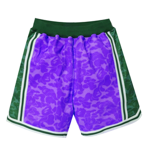 Shorts d'été pour hommes en maille écologique, coupe ample, respirants, style vintage, avec cordon de serrage et empiècements latéraux - Product Image 3
