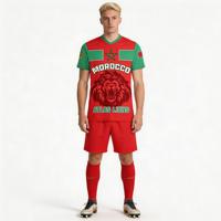Maillot de baseball des Lions de l'Atlas du Maroc pour hommes, manches courtes, col en V, impression sublimée, rouge et vert, maillot de sport d'équipe