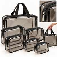 Ensemble de trousses de toilette et de maquillage personnalisées, portables, transparentes, imperméables en PVC avec fermeture éclair pour le rangement en voyage
