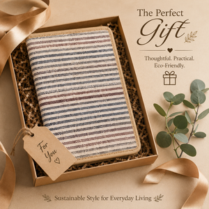 Jute Business Case 9.5 x 6.8 x 0.4 Inch Striped Design Protective Cover for <b>Documents</b> and <b>Folder</b> - Product Image 6