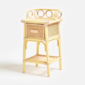 Minimalist Narrow <b>Yellow</b> Rattan Nightstand With Drawer Handmade Bedroom Kid Furniture For Bedroom Nursery And Living Room - Product Image 1
