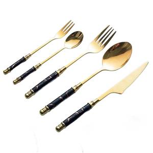 Ensemble de couverts en métal avec poignée à pompon, cuillère, fourchette, couteau, compatible lave-vaisselle, couverts de mariage en acier inoxydable pour la salle à manger - Product Image 3