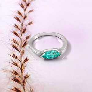 Anillo de zafiro verde marquesa, plata de ley 925, anillo llamativo, anillo de compromiso, regalo de propuesta para mujer - Product Image 2