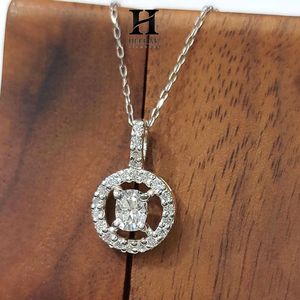 Collier pendentif élégant avec halo de diamants, plaqué or blanc 14 carats, pendentif délicat pour femmes, bijoux minimalistes pour tous les jours - Product Image 5