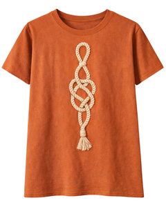 <b>Rope</b> Knot Graphic T Shirt Women Casual Short Sleeve Crew Neck Cotton Summer Tee Vintage Streetwear Fashion Top Custom Print - Product Image 1