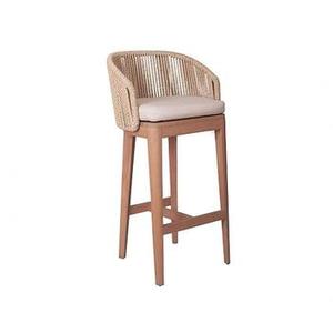 Nouvelle Chaise de Bar 2026 en Velours avec Dossier en Rotin et Accoudoirs en Bois Massif pour Restaurant - Product Image 3