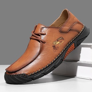 Mocassins de conduite décontractés en cuir pour hommes, à lacets, confortables, semelle souple, grandes tailles, pour l'été et le quotidien - Product Image 2