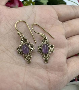 Boucles d'oreilles pendantes géométriques bohèmes en améthyste, pierre naturelle de haute qualité, pour femmes - Product Image 5
