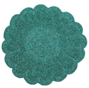 Classic Tri-Color Glass <b>Beads</b> & Fabric Round Hand Embroidered Eco-Friendly FLORAL DESIGN Premium Quality <b>Coaster</b> Set - Product Image 5
