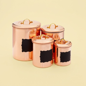 High Quality Hammered Antique Copper Canister Set With Airtight Lids Durable Stainless Steel Food Storage Containers For Kitchen - Product Image 5