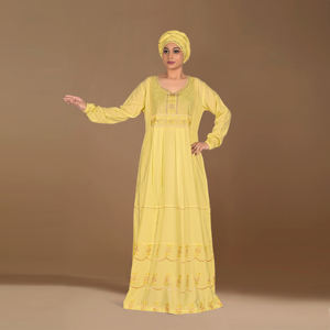 Caftán de Rayón con Bordado Intrincado, Mangas Largas Relajadas, Corte Modesto, Silueta Elegante hasta el Suelo, para Mujer, Eid y Ramadán - Product Image 4