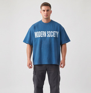 เสื้อยืดคอกลมทรงหลวมพิมพ์ลายผ้าฝ้ายโอเวอร์ไซส์ 300 GSM สำหรับผู้ชาย ยี่ห้อ Regal Three LLC แขนสั้น สไตล์ลำลอง ไหล่ตก - Product Image 5