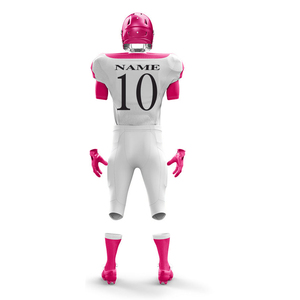 Uniforme de football américain bicolore personnalisé de haute qualité, style professionnel pour adultes, avec manches courtes et design d'équipe sublimé - Product Image 3