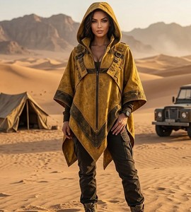 Poncho tactique à capuche Desert, Cape Techwear, Cape utilitaire Cyberpunk, Écharpe en toile - Product Image 2
