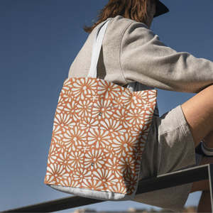 Bolsos de Mano Modernos con Estampado en Bloque, con Cremallera, Reutilizables, de Algodón, con Estampado Floral, Hermosos Bolsos de Ropa con Estampado en Bloque, Precio Económico - Product Image 1