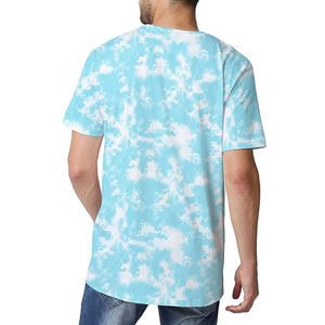 T-shirt décontracté pour homme, bleu clair uni, avec logo sur le devant, style hip-hop, col rond, manches courtes, en jersey respirant, streetwear, vente en gros OEM - Product Image 4
