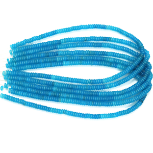 Cuentas de Calcedonia Azul Neón Bio en Forma de Rondelle Plana |   Cuentas de Piedras Preciosas Azul Neón |   Cuentas Redondas Lisas | Suministros para la Fabricación de Joyería - Product Image 2