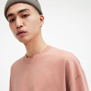 เสื้อยืดโอเวอร์ไซส์ผู้ชายสีชมพูอมเทา ผ้าคอตตอนหนานุ่ม คอกลม แขนสั้น ทรงหลวม สั่งทำได้ตามต้องการ 100% - Product Image 5