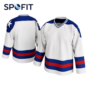 Nueva Camiseta de Hockey sobre Hielo 2026, Transpirable, con Impresión Digital Personalizada, Bloques de Color, Logotipo del Equipo en el Frente, Unisex, 100% Poliéster - Product Image 1