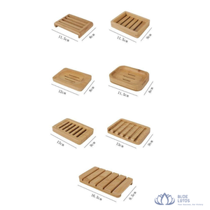 Support de Savon Moderne en Bambou Écologique, Plateau de Rangement en Bois pour Salle de Bain et Douche, Motif Lotus Bleu - Vente Flash - Product Image 1