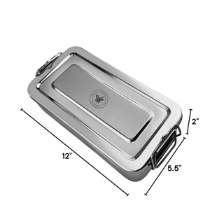 Caja de Instrumentos Manual de Acero Inoxidable 5.5x12x2 Pulgadas con Tapa, Cerradura y Asa, Bandeja de Almacenamiento para Esterilización Quirúrgica, UCI, Hospital, Primeros Auxilios - Product Image 5