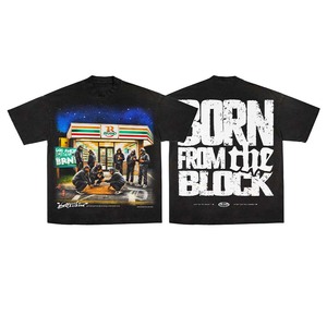 <b>Men's</b> Black T-Shirt With Front Photo Print Street Style Regular Fit O-Neck Short Sleeve Jersey Cotton - Product Image 1