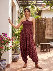 Midi Boho Floral Print Halter Neck <b>Loose</b> Fit Cotton Woven Summer Casual Vacation Holiday <b>Dress</b> - Product Image 6