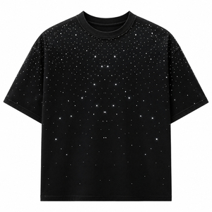 Camiseta Gráfica con Pedrería para Hombre, Personalizada al por Mayor, OEM, Algodón Premium, Ropa de Moda Urbana de Lujo - Product Image 1