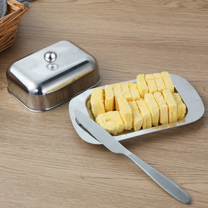 Luxury <b>Silver</b> Stainless steel Butter Box with Lid - Elegant Mirror Finish Stainless Steel Tableware Butter Keeper with Handle - Product Image 4